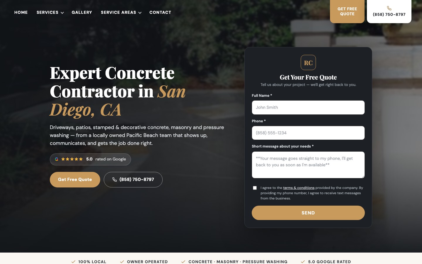 Residential Concrete & Design website built by Groundwork