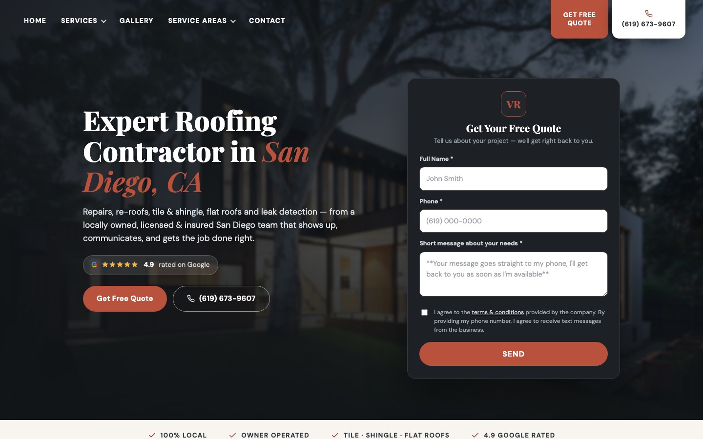 Vasquez Roofing website built by Groundwork